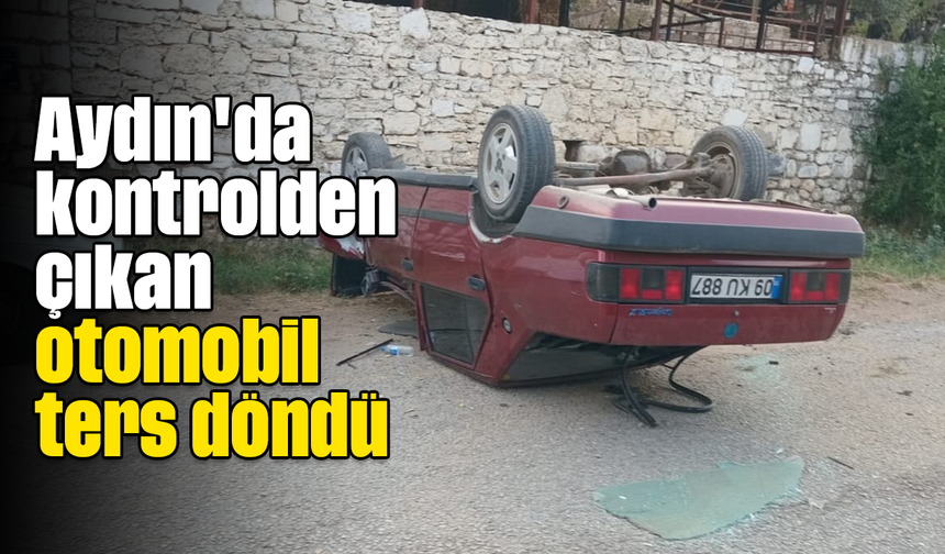 Aydın'da kontrolden çıkan otomobil ters döndü
