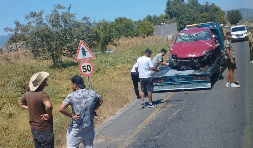 Aydın’da takla atan otomobil hurdaya döndü