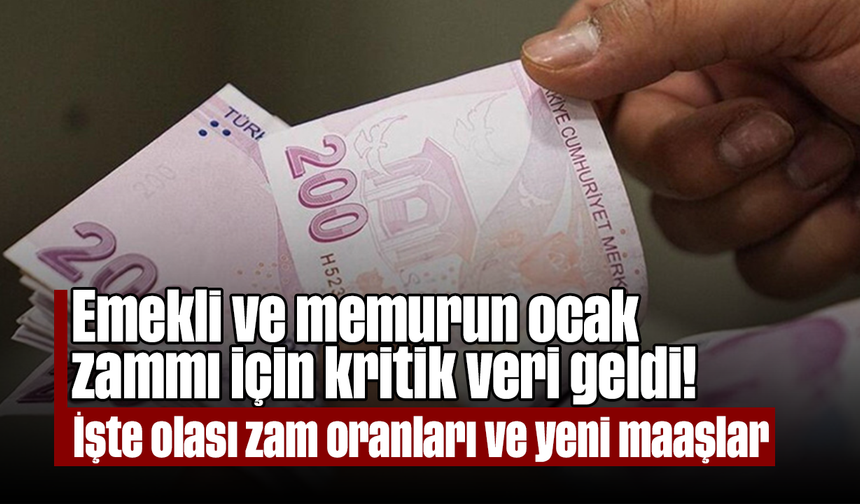 Emekli ve memurun ocak zammı için kritik veri geldi! İşte olası zam oranları ve yeni maaşlar