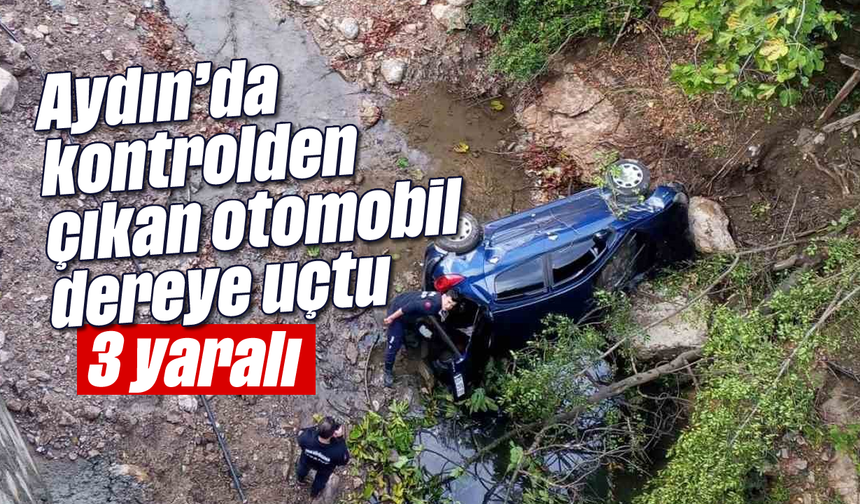 Aydın'da kontrolden çıkan otomobil dereye uçtu: 3 yaralı