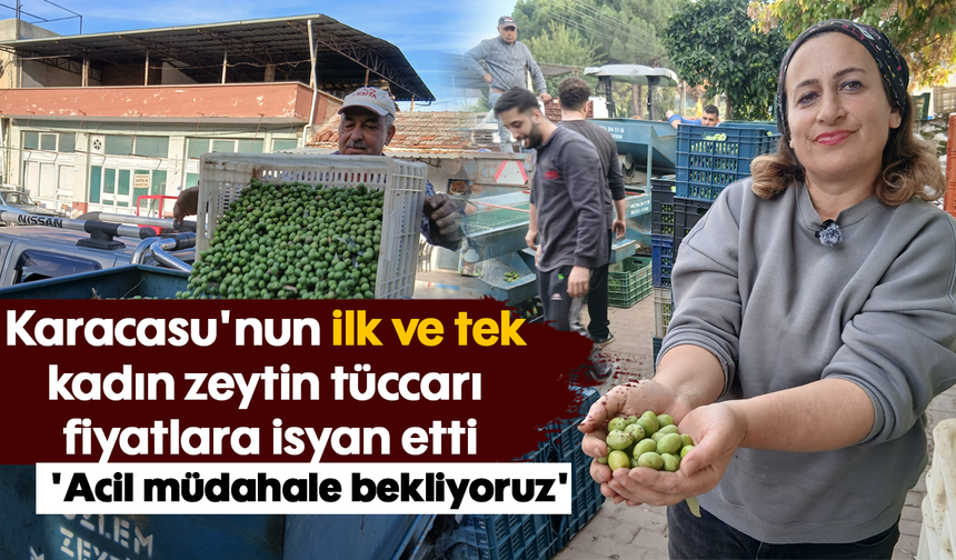 Karacasu'nun ilk ve tek kadın zeytin tüccarı fiyatlara isyan etti