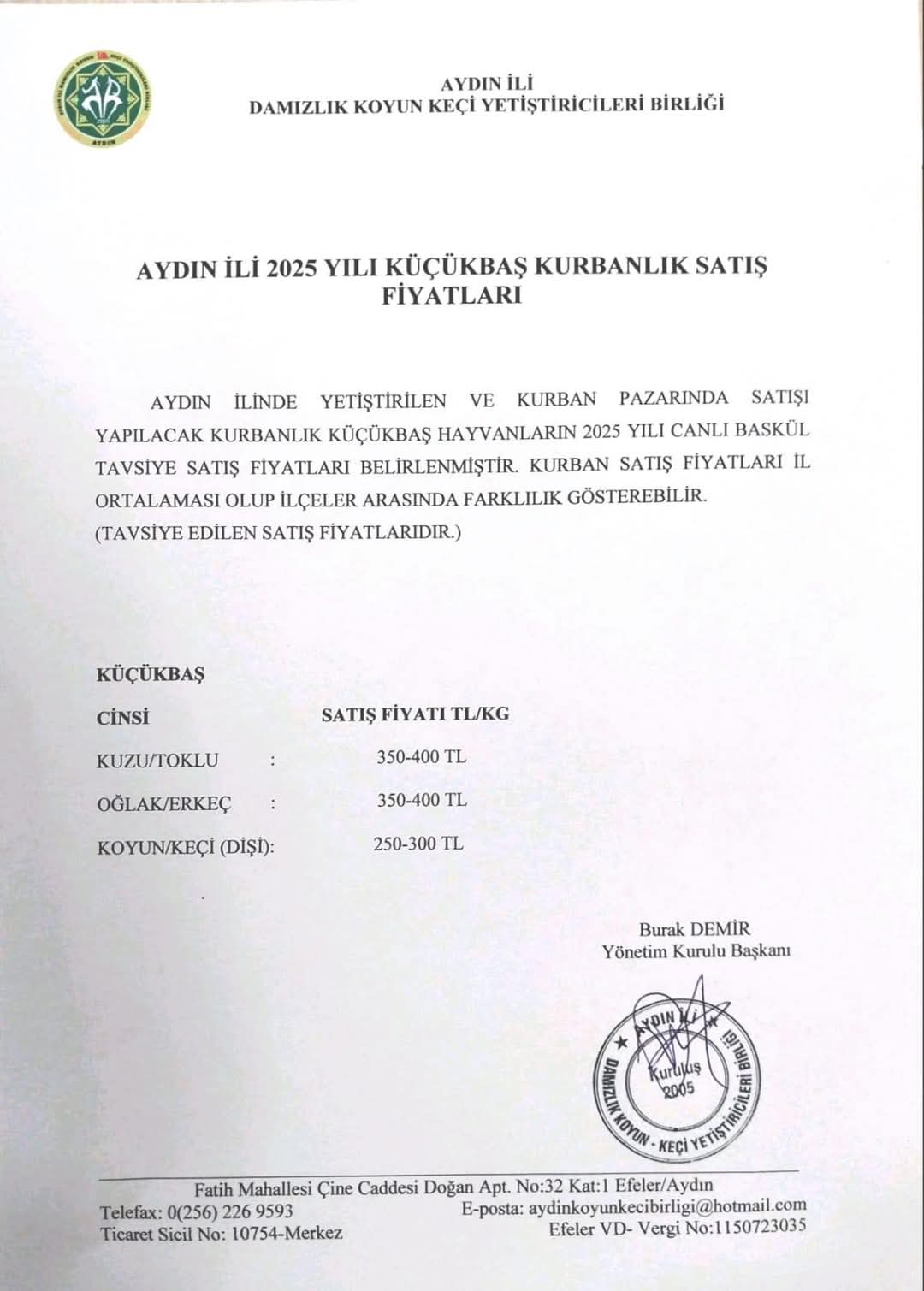 Aydinda Kucukbas Kurban Fiyatlari Belli Oldu 566193 1E6D193D24128Caebd5250813981A7Db