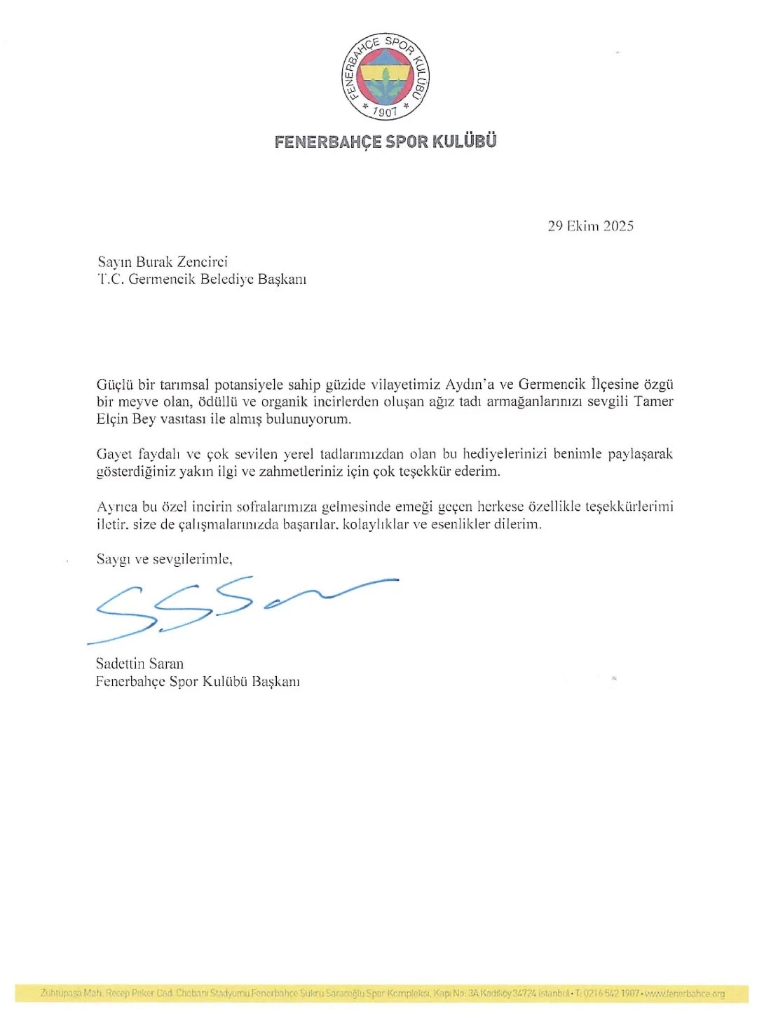 Sadettin Saran Aydin Incirine Ovgu Zencirciye Tesekkur Mektubu Gonderdi 611259 7Ce0025523151A6Ebb0Ab82Eb8Ba57D5