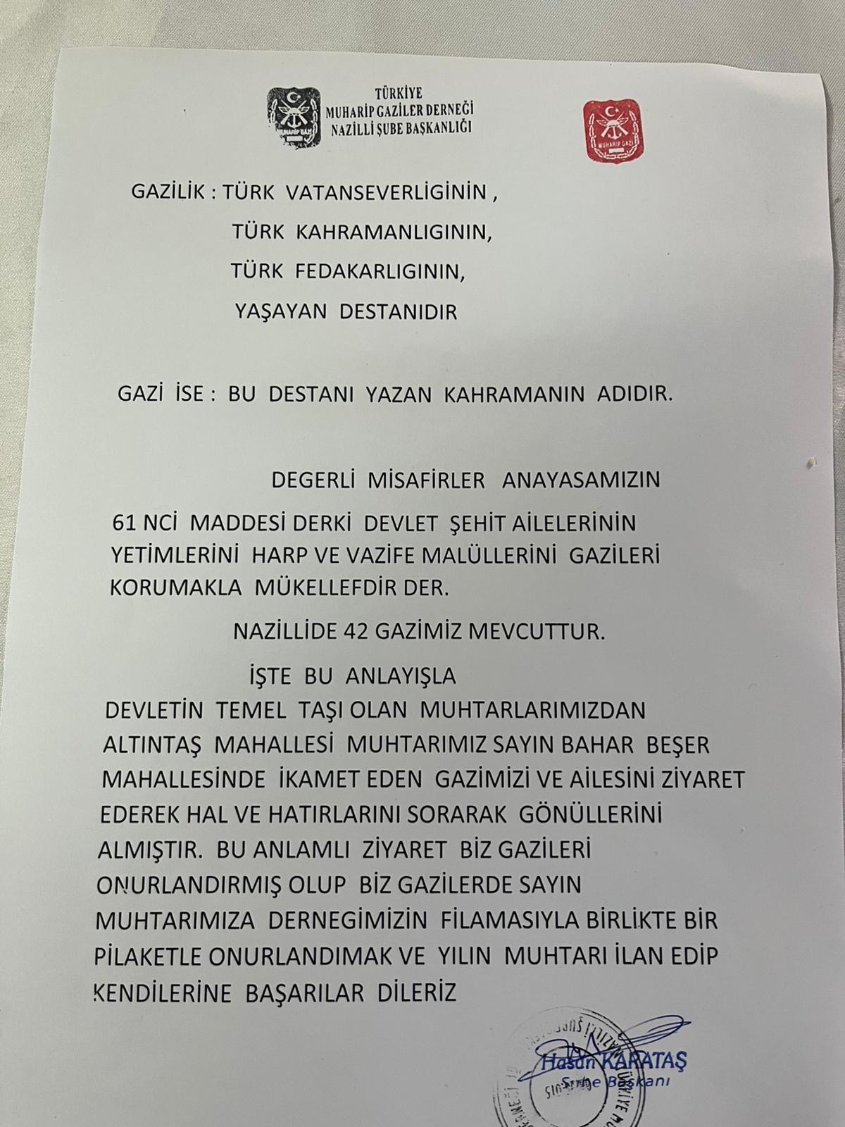 Gaziler Yilin Muhtarini Secti Nazillili Muhtara Plaket 626224 32C2416A0Ce723C5B9F107Ccbf040Fe5