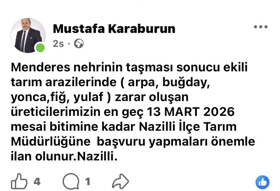 Nazillili Muhtar Duyurdu Tarim Arazisi Zarar Gorenler Bu Habere Dikkat 644402 B0071A58106697B68Ecd560E967Da9A8