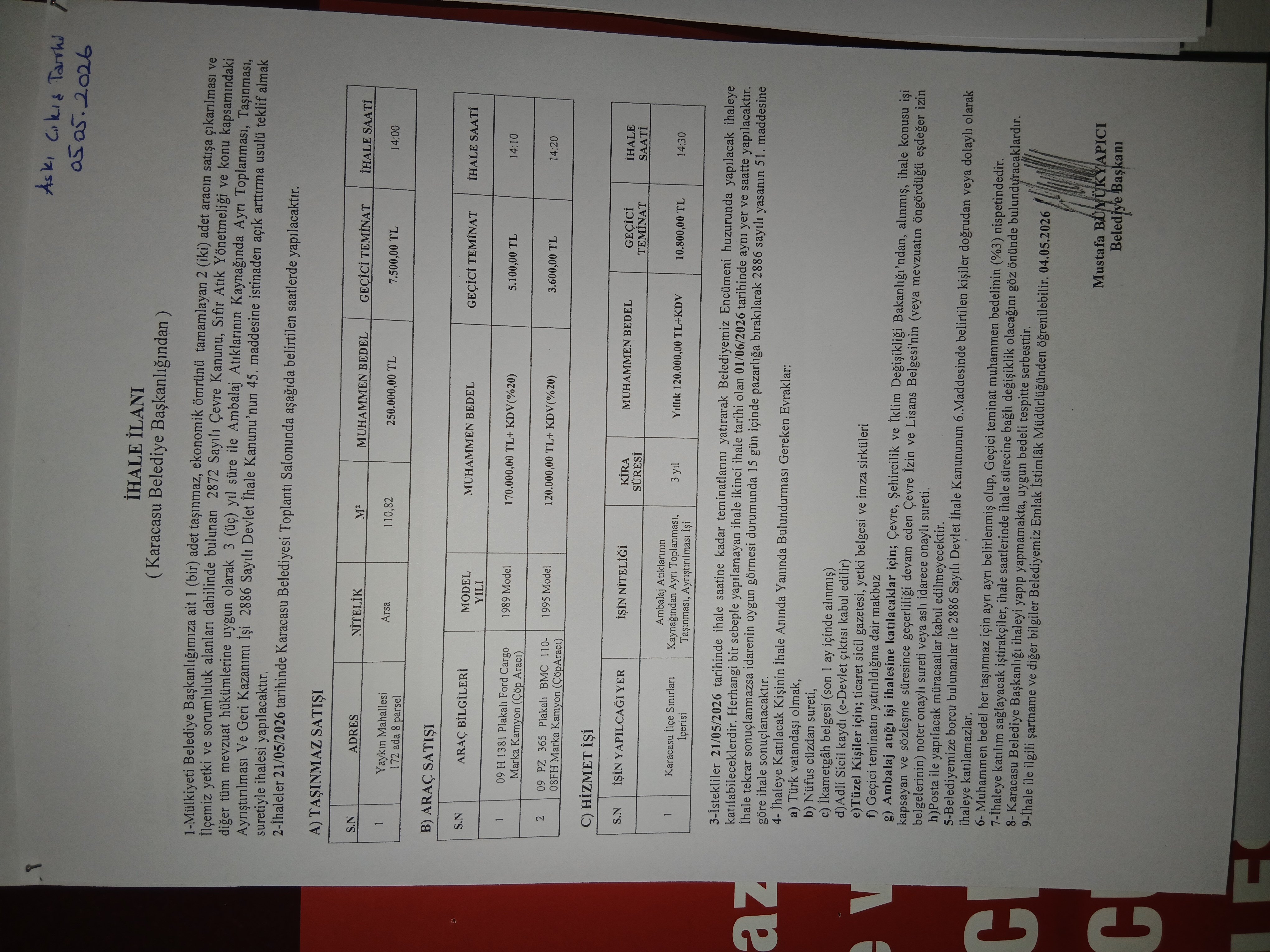 Belediye Duyurdu Karacasuda Arsa Kamyon Satisi Ve Atik Topla 659703 Ffd12A