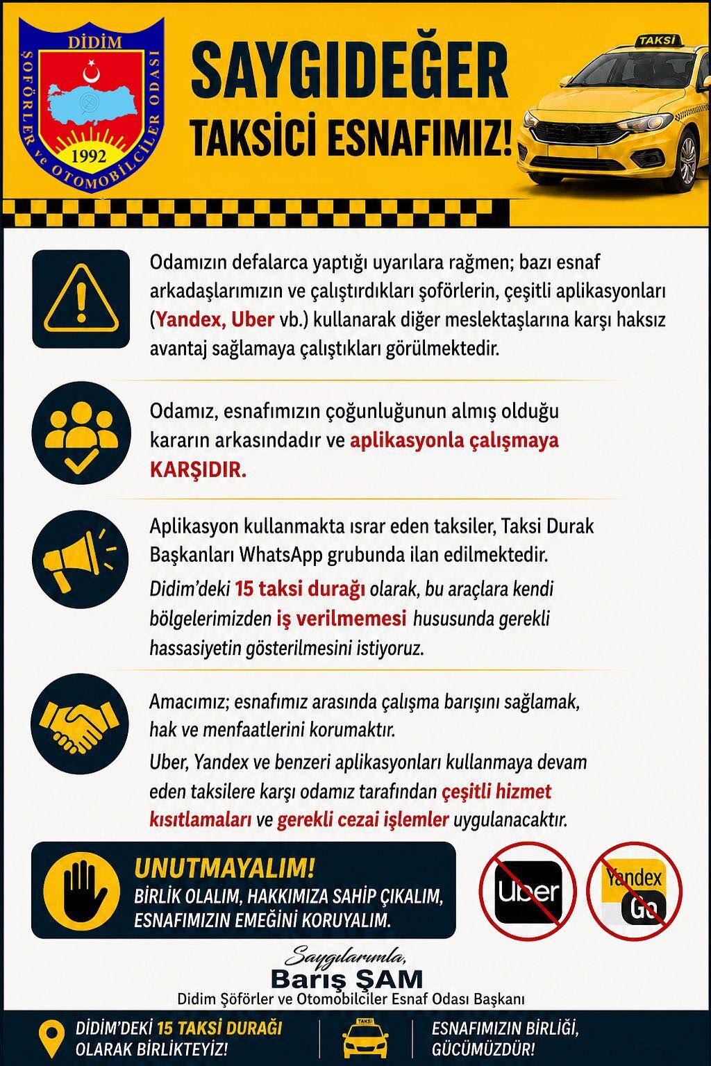Baris Samdan Sert Uyari Uber Ve Yandex Kullanan Taksilere Hi 666763 D8Ad90