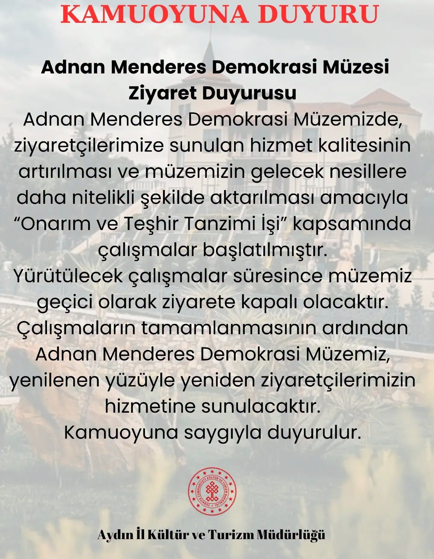Menderes Muzesi Kapilarini Gecici Sureyle Kapatiyor 682377 442182