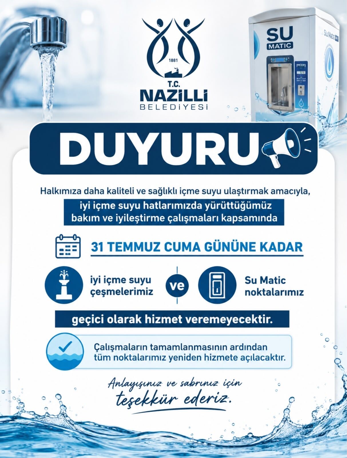 Nazilli Belediyesi Duyurdu 31 Temmuza Kadar Iyi Su Yok 681625 4Fbd85