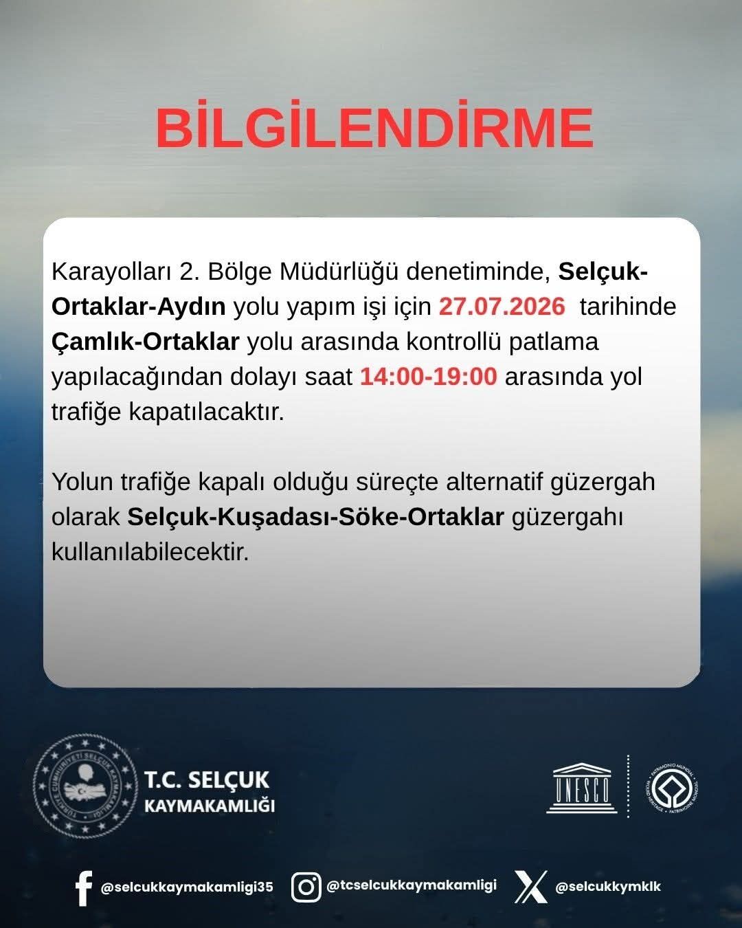 Selcukaydin Yolu Trafige Kapatilacak 681624 Ea9B44