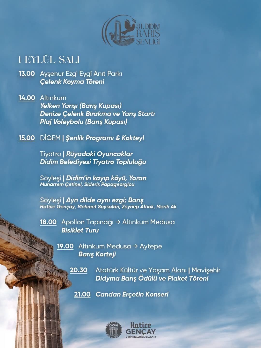 31 Didyma Baris Senligi 31 Agustos 1 Eylul Tarihlerinde Duze 686768 A7Cfb6