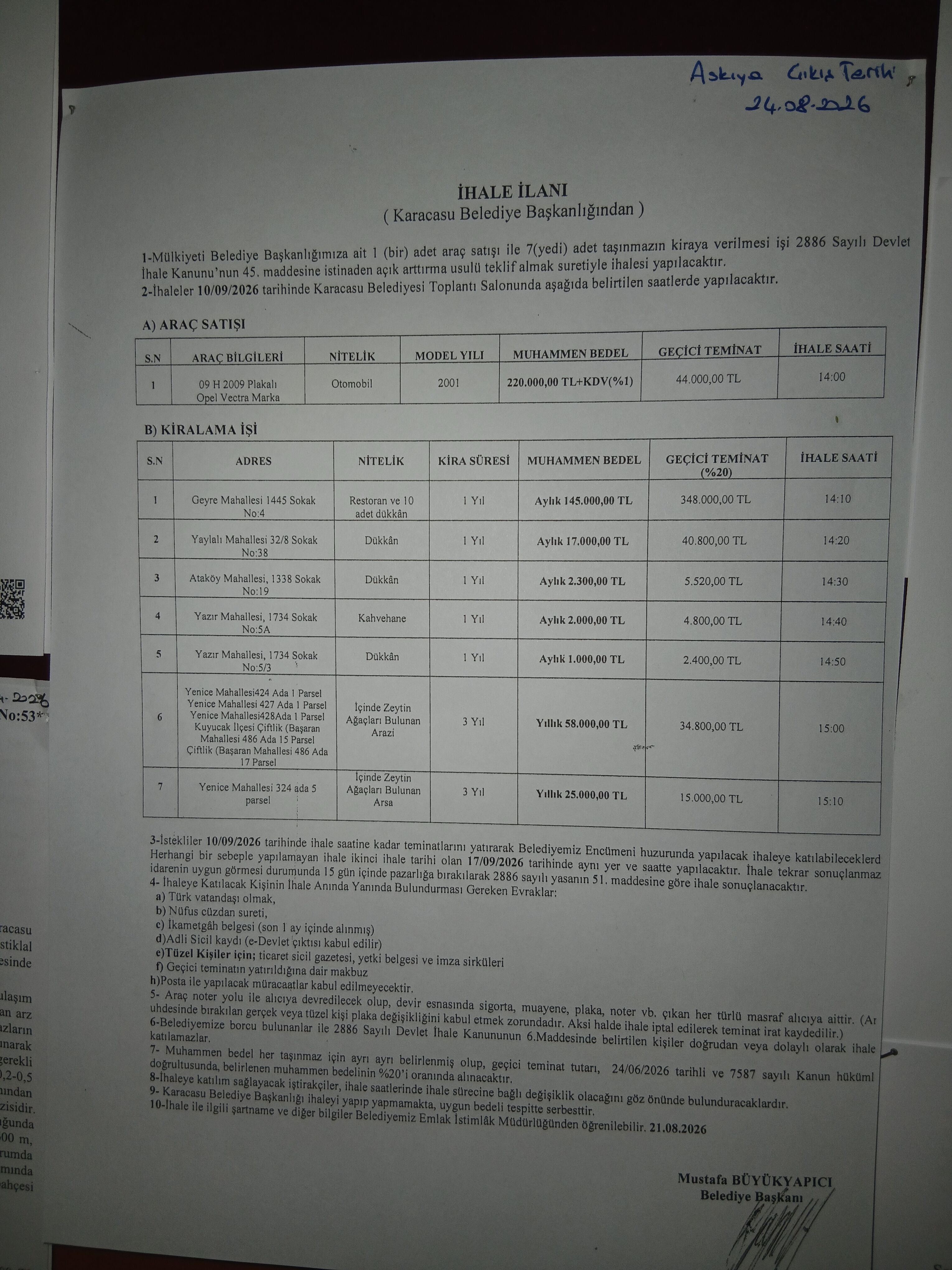 Karacasu Belediyesinden Satilik Otomobil Ve Kiralik Tasinmaz 689649 0Ef1D1