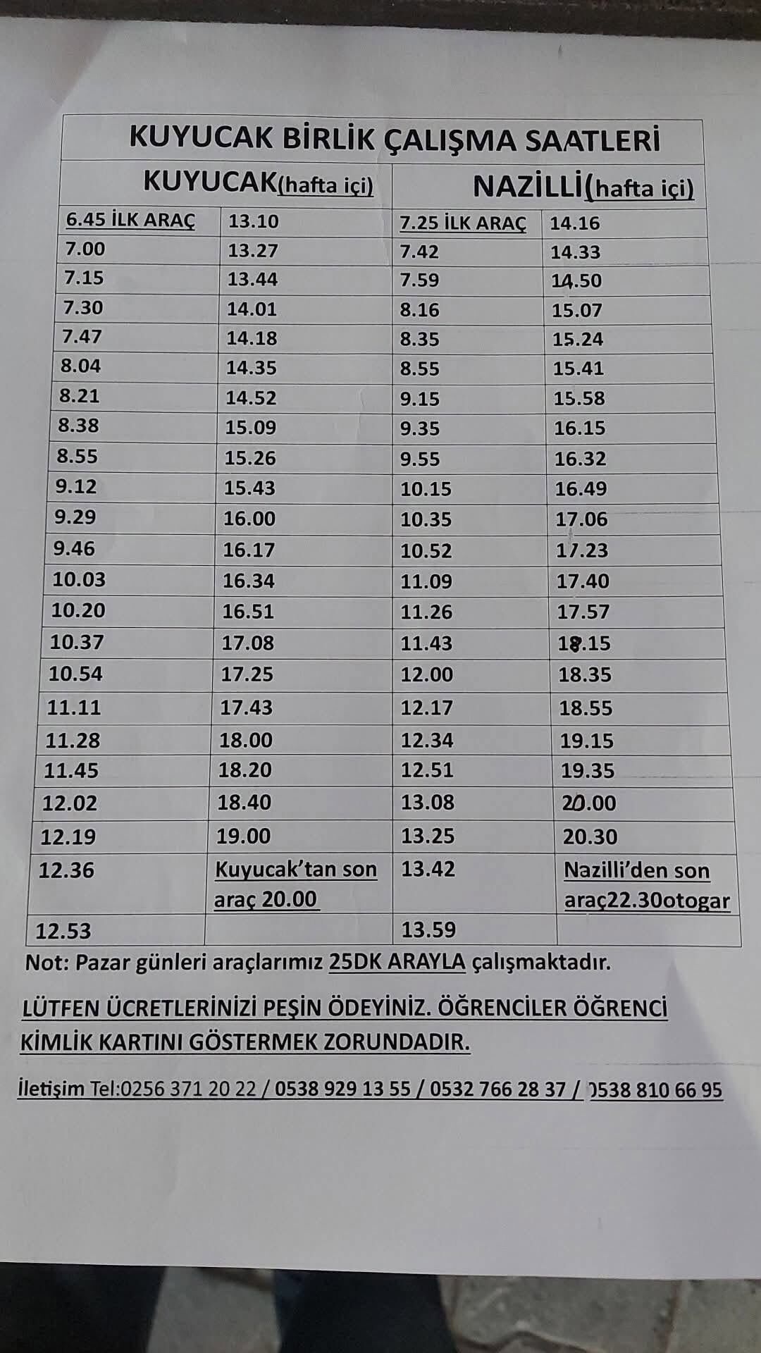 Kuyucak Ve Nazilli Bu Habere Dikkat Ulasimda Yeni Saatler Be 692793 20573E